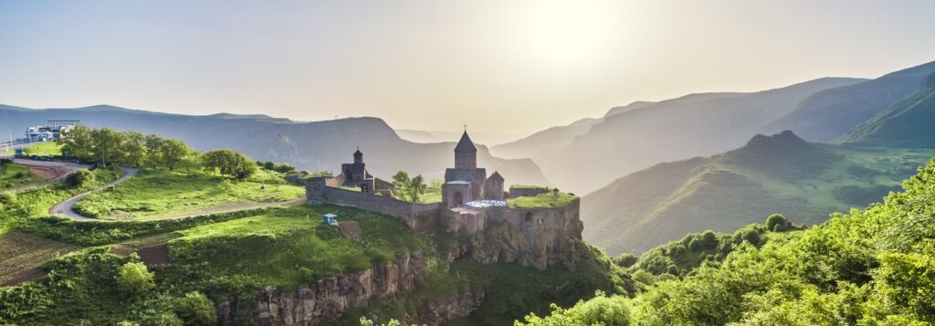 En bild på Tatev kloster i Armenien