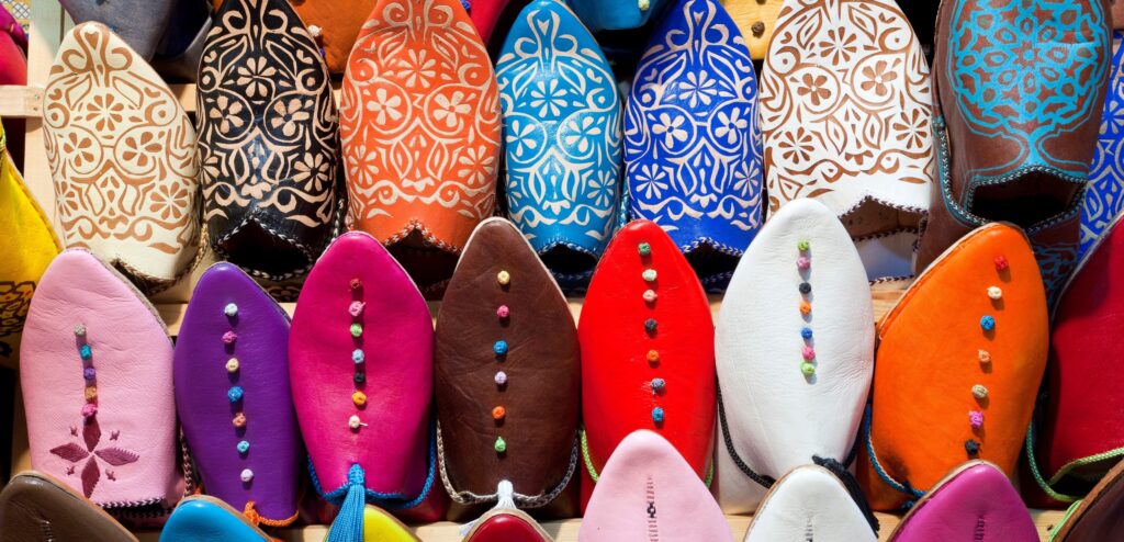 En bild på skor i Marocko